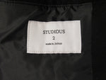 studious ステュディオス ノーカラー ジャケット ウール サイドスリットジップ ブラック メンズ サイズ2 106351004