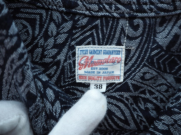 モモタロージーンズ momotaro jeans 桃太郎ジーンズ サイズ38 半袖シャツ 刺繍 ネイビー 101MT-71