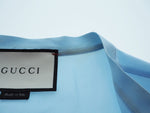 グッチ GUCCI cambridge シルク ブラウス リボン ライトブルー 水色 シフォン 長袖シャツ トップス サイズ50 イタリア製 長袖シャツ 無地 ブルー 101LT-24