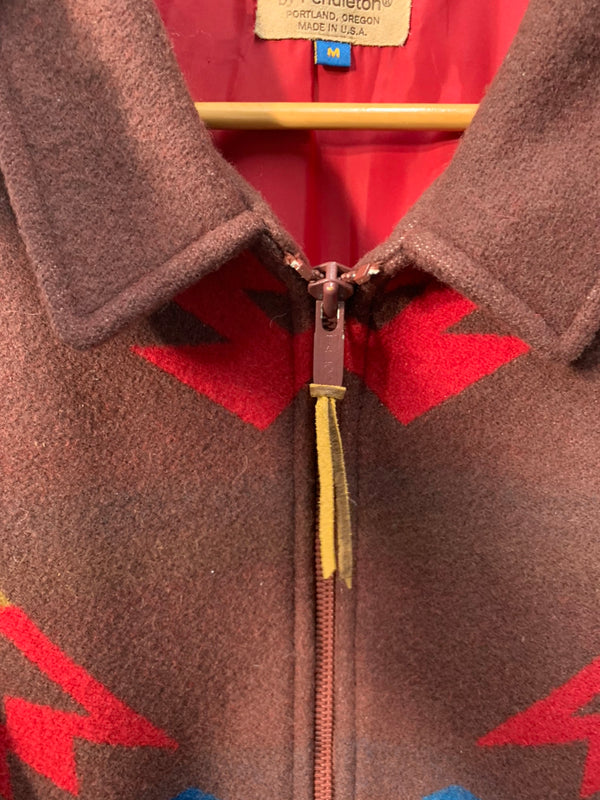 ペンドルトン PENDLETON HIGH GRADE WESTERN WEAR ネイティブ柄  TALONジップ USA製  ジャケット 総柄 ブラウン Mサイズ 201MT-1851