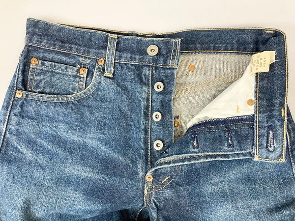 リーバイス Levi's 90S LEVI'S 701XX ビンテージ レプリカ ビックE 赤耳 J22 デニム ジーンズ ボトム DENIM ネイビー系 Made in JAPAN デニム 無地 ネイビー W29L34 101MB-221