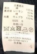 ワコマリア WACKO MARIA DUCA VISCONTI テーラード セットアップ シングル ベロア ジャケット 無地 ブラック Sサイズ 201MT-1871