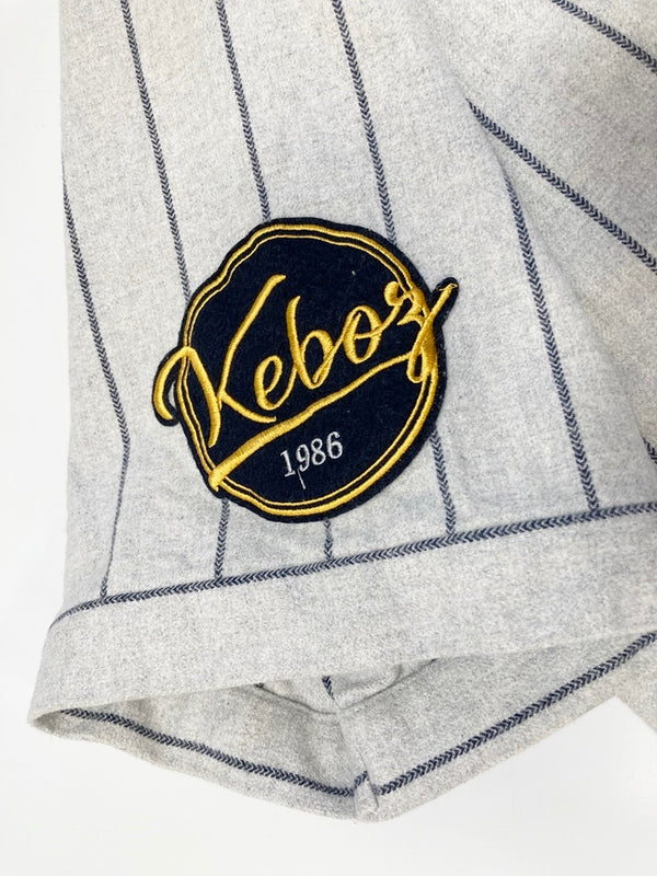 ケボズ KEBOZ POPUP JAPAN TOUR 2021 FREAK’S STORE BASEBALLL SHIRT ベースボール シャツ セットアップ グレー系 ストライプ 213-1037 / 213-1434 スーツ・セットアップ グレー LLサイズ XL 101MB-336