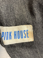 ピンクハウス PINKHOUSE デニム ブルゾン ロゴ バックプリント アウター ジャケット パッチワーク グレー  ジャケット プリント グレー Lサイズ 101LT-13