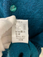 ワコマリア WACKO MARIA モヘヤ ウール混 カーデ バックロゴ カーディガン 刺繍 ブルー Mサイズ 201MT-1009
