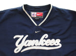 NIKE ナイキ MLB YANKEES メジャーリーグ ヤンキース ウォームアップ プルオーバー ジャケット 上着 ネイビー 紺 メンズ サイズM (TP-893)
