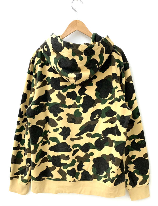 アベイシングエイプ A BATHING APE カモ ジップアップ フーディー パーカー SHALL NEVER KILL パーカ カモフラージュ・迷彩 ベージュ LLサイズ 201MT-995