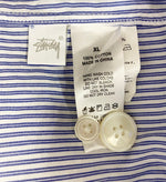 ステューシー STUSSY BIG BUTTON STRIPE SHIRT ビッグボタン ストライプシャツ ブルー系 青 ストライプ ボタン 長袖 シャツ 1110125 XL 長袖シャツ ストライプ ブルー LLサイズ 101MT-994