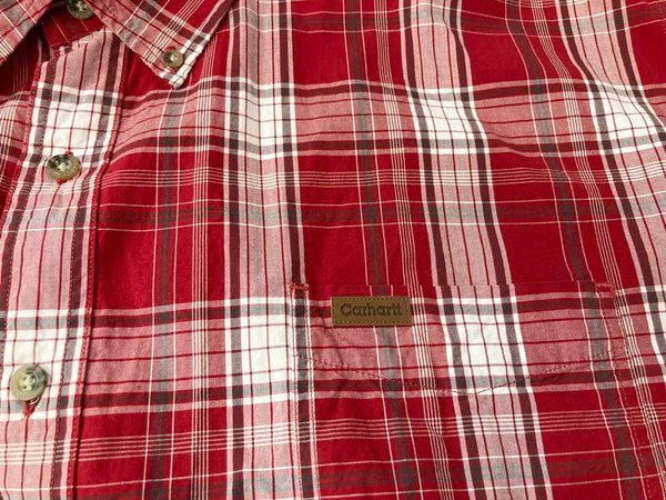 カーハート Carhartt チェック シャツ 半袖 羽織 赤 レッドXL made in India   半袖シャツ チェック レッド 5Lサイズ 101MT-535