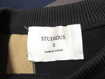 STUDIOUS ステュディオス 107330006 セーター ニット 日本製 made inJAPAN 黒 ブラック マルチカラー 長袖 サイズ2 メンズ