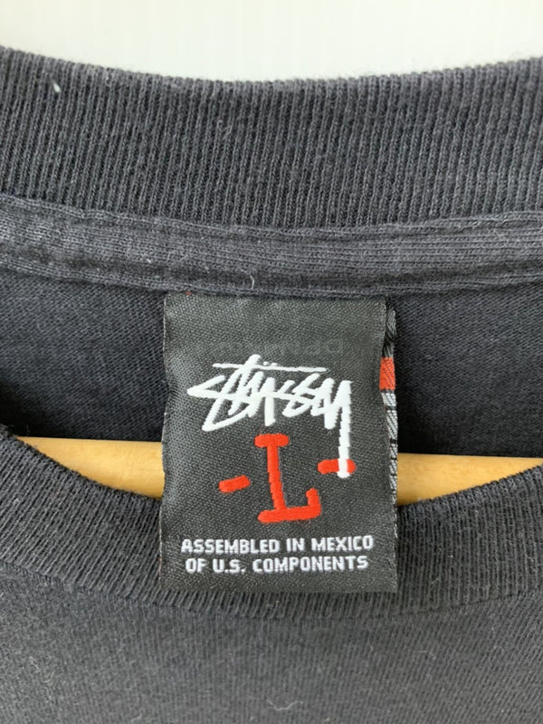 ステューシー STUSSY クルーネック Tee メキシコ製 スカル プリント Tシャツ ロゴ ブラック Lサイズ 201MT-820