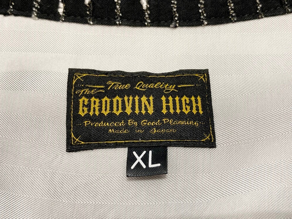 グルーヴィンハイ GROOVIN HIGH The GROOVIN HIGH オープンカラー シャツ 黒 Made in JAPAN 黒  XL 長袖シャツ ボーダー ブラック LLサイズ 101MT-2071