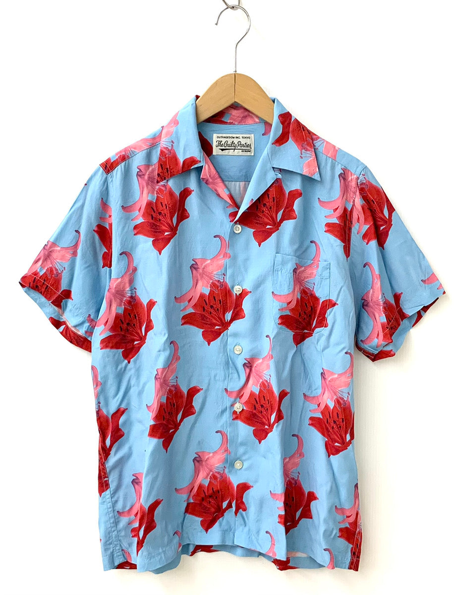 ワコマリア WACKO MARIA 20SS HAWAIIAN SHIRT S/S 百合 アロハシャツ 半袖シャツ 花・植物 ブルー Sサイズ  201MT-1097