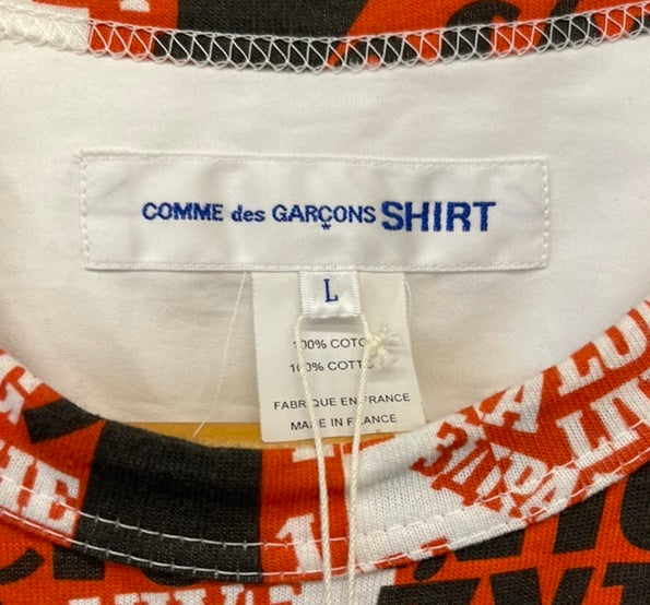 コムデギャルソン COMME des GARCONS SHIRT 切替えロングシャツ  長袖カットソー トップス フランス製 S26009 1 トップスその他 プリント レッド Ｌサイズ 101MT-1105