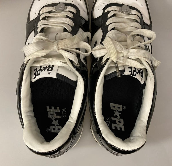 ア ベイシング エイプ A BATHING APE BAPESTA BLACK エナメル  ベイプスタ ロー 黒×白 1H70191001 メンズ靴 スニーカー ブラック 101-shoes846