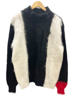 サイバーダイン CYbERdYNE 2021.LIBBIT Mohair sweaterLibbit Mohair Sweater ブラック × ホワイト × レッド リビットモヘアセーター モヘアニット  スタンドカラー  ワンサイズ セーター ライン マルチカラー フリーサイズ 101MT-1924