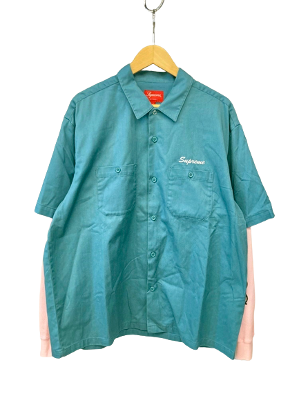 シュプリーム SUPREME Thermal Work Shirt 2021AW サーマル ワークシャツ Work Green ワークグリーン  グリーン系 刺繍ロゴ プリント 長袖シャツ トップス 長袖シャツ ロゴ グリーン Lサイズ 101MT-792