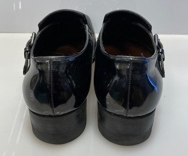 イヴ・サンローラン Yves Saint Laurent エナメルローファー モンクシューズ 黒 メンズ靴 ローファー ブラック 101-shoes913
