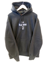 Supreme シュプリーム Cross Box Logo Hooded Sweatshirt クロス ボックス ロゴ フーディー ブラック サイズL (TP-714)