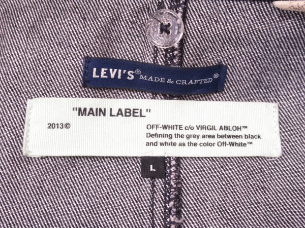 LEVI'S × Off-White リーバイス オフホワイト デニムコート デニムジャケット 襟ボア ブラック サイズL メンズ (TP-671)