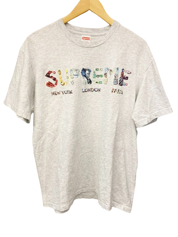 シュプリーム SUPREME Rocks Tee ロックス ジュエリー Tシャツ 18SS 半袖 トップス ライトグレー系 ロゴ Tシャツ プリント グレー Mサイズ 101MT-1226