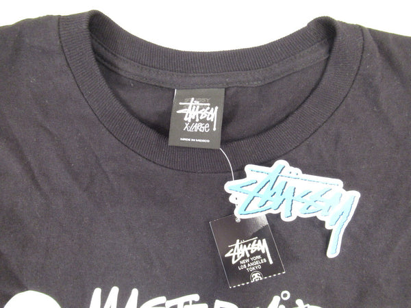 STUSSY × MASTER MIND  × マスターマインド  コラボ Tシャツ 半袖 カットソー ロゴ タグ付き 綿100％ ブラック 黒 メンズ サイズXL (TP-768)