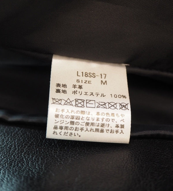 リドム LIDNM シングルライダースジャケット 羊革 黒 日本製 L18SS-17 ジャケット 無地 ブラック Mサイズ 101MT-377