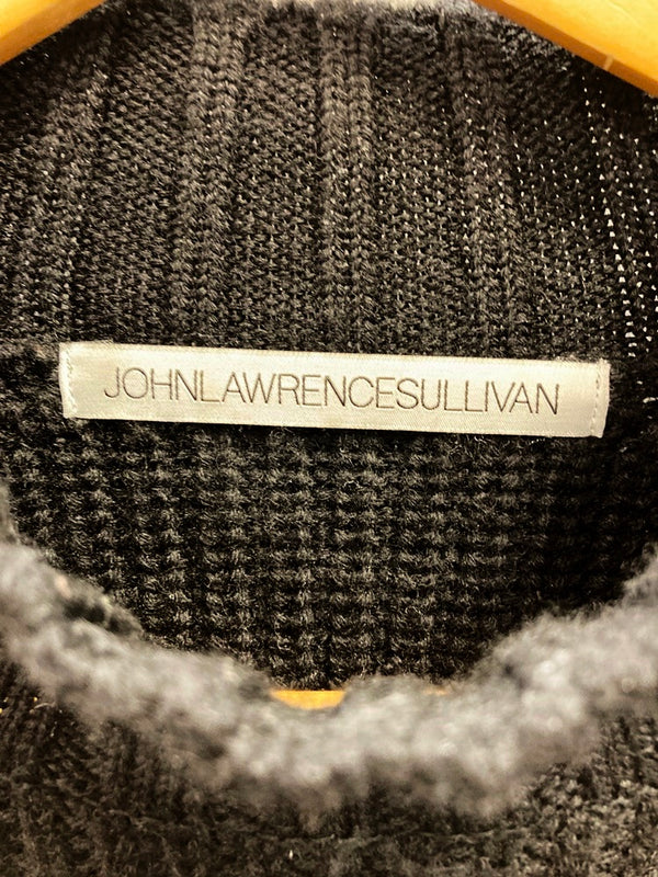 ジョンローレンスサリバン JOHN LAWRENCE SULLIVAN ジップ ニット セーター 黒 トップス  ファスナー セーター 無地 ブラック Mサイズ 101MT-1895