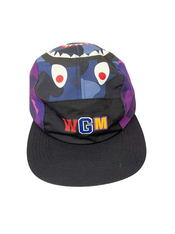 ア ベイシング エイプ A BATHING APE WGM SHARK PANEL CAP カモフラ パネル  ナイロンキャップ パープル ネイビー ブルー ブラック 日本製  フリーサイズ F 001CPG801007X 帽子 メンズ帽子 キャップ カモフラージュ・迷彩 マルチカラー 101hat-49