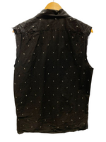 サンローラン Saint Laurent Black & Silver Lamé Sleeveless Shirt 19SS ノースリーブ シャツ ブラック系 黒  552843 Y592U サイズ39 ノースリーブ 総柄 ブラック 101MT-1345
