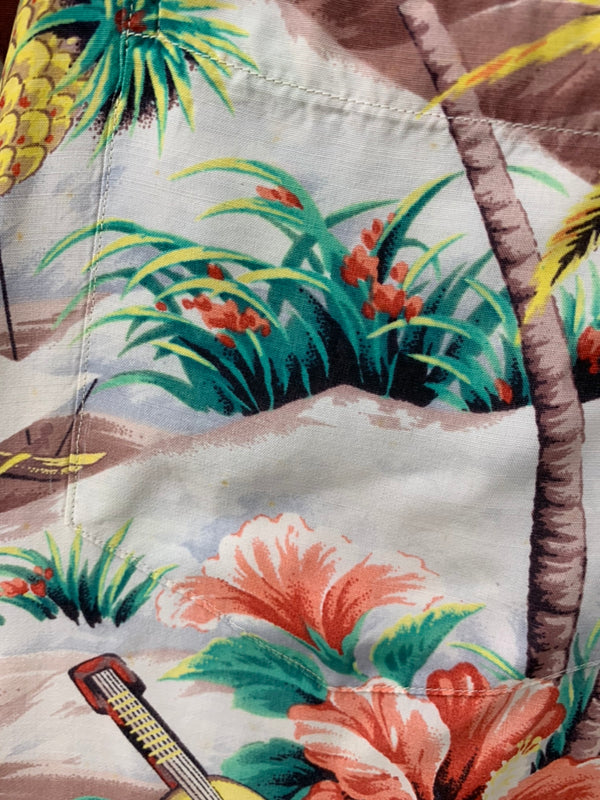 パリハワイアン PALI HAWAIIAN 60s 60年代 アロハシャツ ハワイアンシャツ 半袖シャツ 総柄 マルチカラー 201MT-959