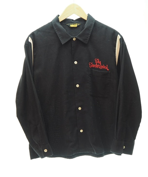 テンダーロイン TENDERLOIN BLACK TENDERLOIN T-BOWL SHT LONG ボーリングシャツ 長袖シャツ 日本製 黒 長袖シャツ 刺繍 ブラック Mサイズ 101MT-690