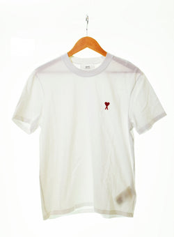 アミ AMI  刺繍 プリント 半袖Tシャツ 白 BFUTS001  Tシャツ 刺繍 ホワイト 103MT-99