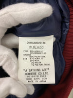 ア ベイシング エイプ A BATHING APE ボア ブルゾン スナップボタン ロゴ 日本製 ジャケット 刺繍 ネイビー SSサイズ 201LT-218