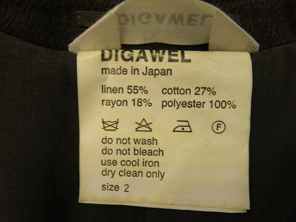 DIGAWEL ディガウェル ジャケット JKT 茶 ブラウン テーラード アウター made in JAPAN 日本製 麻 リネン 無地 サイズ2  メンズ (TP-841)