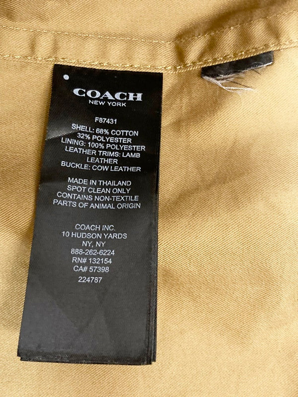 コーチ COACH トレンチコート レザーパッチ コート JACKET ジャケット ベージュ系 紐付き  F87431 ジャケット 無地 ベージュ SSサイズ 101MT-816