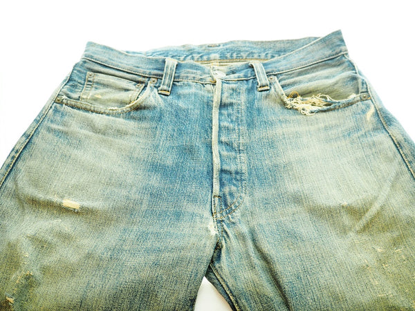 リーバイス Levi's LEVI'S 501XX ジーンズ ダメージデニム ボトムス ボタンフライ 赤耳 555 BIGE アメリカ製 サイズW35×L36 デニム 無地 ブルー 101MB-90