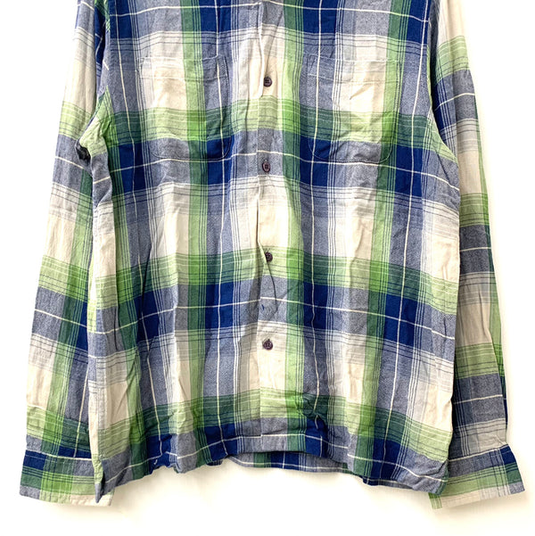 ステューシー STUSSY RAYON PLAID LS SHIRT 長袖シャツ チェック カーキ Mサイズ 201MT-1797