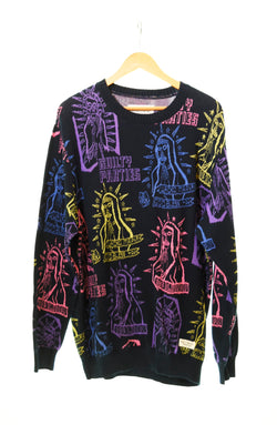 ワコマリア WACKO MARIA guilty parties ロゴ 刺繍 セーター ニット セーター 総柄 ネイビー Lサイズ 103MT-36