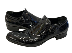 イヴ・サンローラン Yves Saint Laurent エナメルローファー モンクシューズ 黒 メンズ靴 ローファー ブラック 101-shoes913