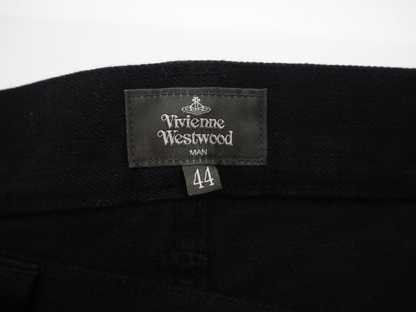 ヴィヴィアン・ウエストウッド Vivienne Westwood MAN デニムパンツ ブラックデニム ポケット刺繍 サイズ44  日本製 ボトムス メンズ デニム ロゴ ブラック 101MB-124