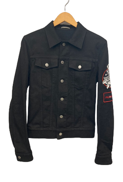 ディオール Dior ディオール Patched Denim Jacket ROSES パッチデニムジャケット ローズ 黒 イタリア製 上着 羽織 ジージャン 863C414M4209 サイズ44 ジャケット 刺繍 ブラック 101MT-1077