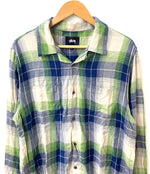 ステューシー STUSSY RAYON PLAID LS SHIRT 長袖シャツ チェック カーキ Mサイズ 201MT-1797