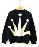 ステューシー STUSSY Bent Crown クルーネック ニット セーター ワンポイント ブラック Mサイズ 201MT-1242