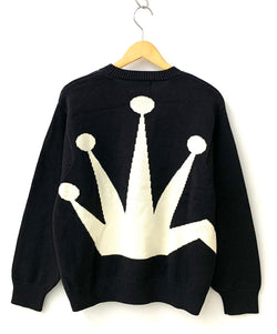 ステューシー STUSSY Bent Crown クルーネック ニット セーター ワンポイント ブラック Mサイズ 201MT-1242