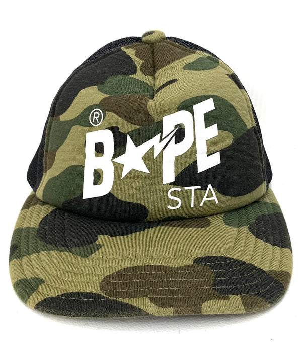 【中古】ア ベイシング エイプ A BATHING APE ベイプ BAPE ファーストカモ 1st camo 帽子 メンズ帽子 ハット ロゴ カーキ 201goods-229