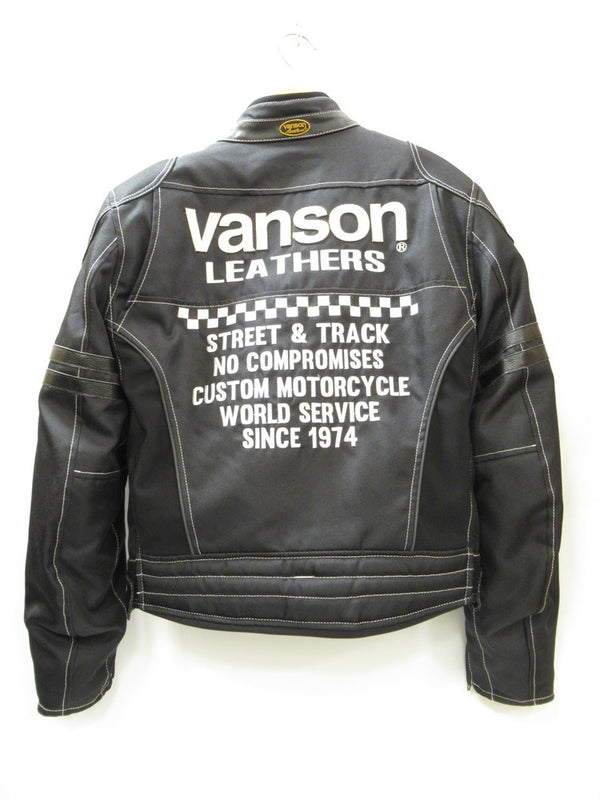 VANSON バンソン ナイロン ジャケット バイクウェア パッド付 ブラック サイズXL メンズ VS15115W (TP-664)