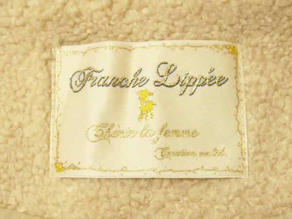 franche lippee フランシュリッペ いちごボタン ノーカラー プードルボア コート クリーム色 レディース Mサイズ 美品