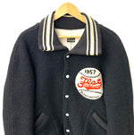 フラットヘッド THE FLAT HEAD スタジャン メルトンウール ブルゾン ジャケット 刺繍 ブラック 40サイズ 201MT-1958