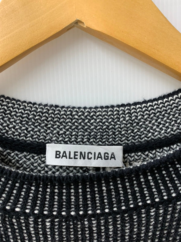 バレンシアガ BALENCIAGA 20AW CREWNECK 3D SCRIBBLE KNIT SWEATER セーター ロゴ ブラック XSサイズ 201MT-2186
